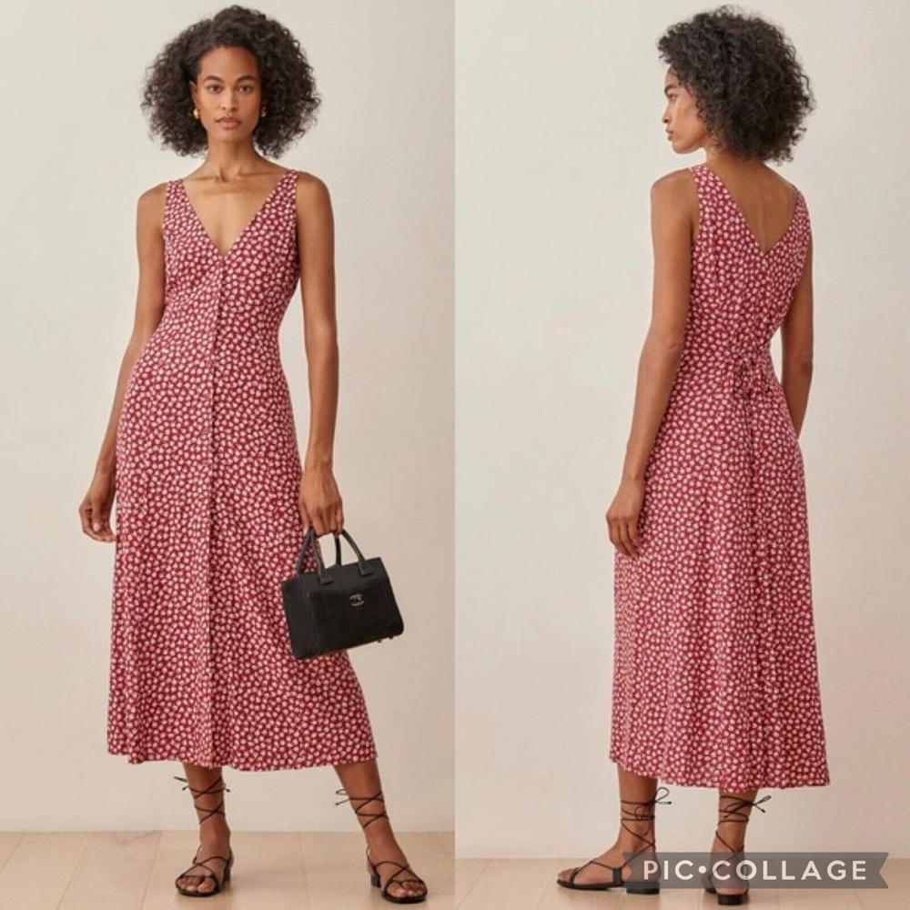 Floral Sleeveless Red Dress